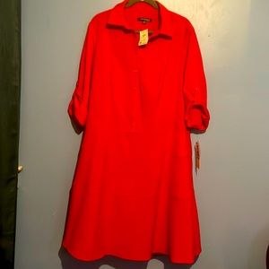 Button Up A-Line Dress - burnt orange NWT